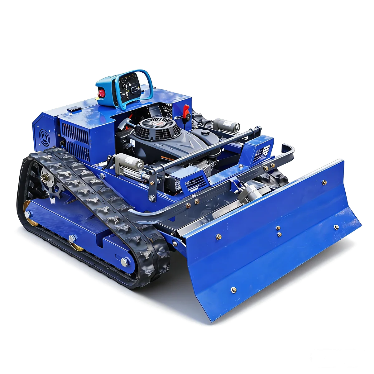 AIWEIYA-Remote Control Lawn Mower,Oil-Electric Hybrid Crawler Track Mower,1.1-5.9 Inch Cutting Height Professional Landscape and Estate Mower for 100% Slope(45°) Large Turf Grass Cutting
