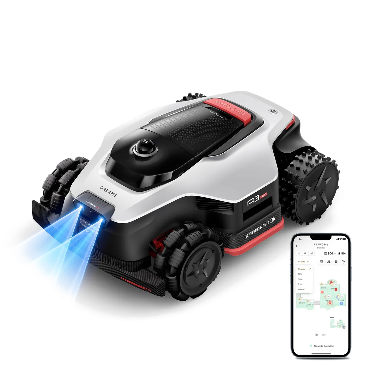 DREAME LiDAR Robot Lawn Mower A3 AWD Pro 5000 Wire Free for 1.25 Acre